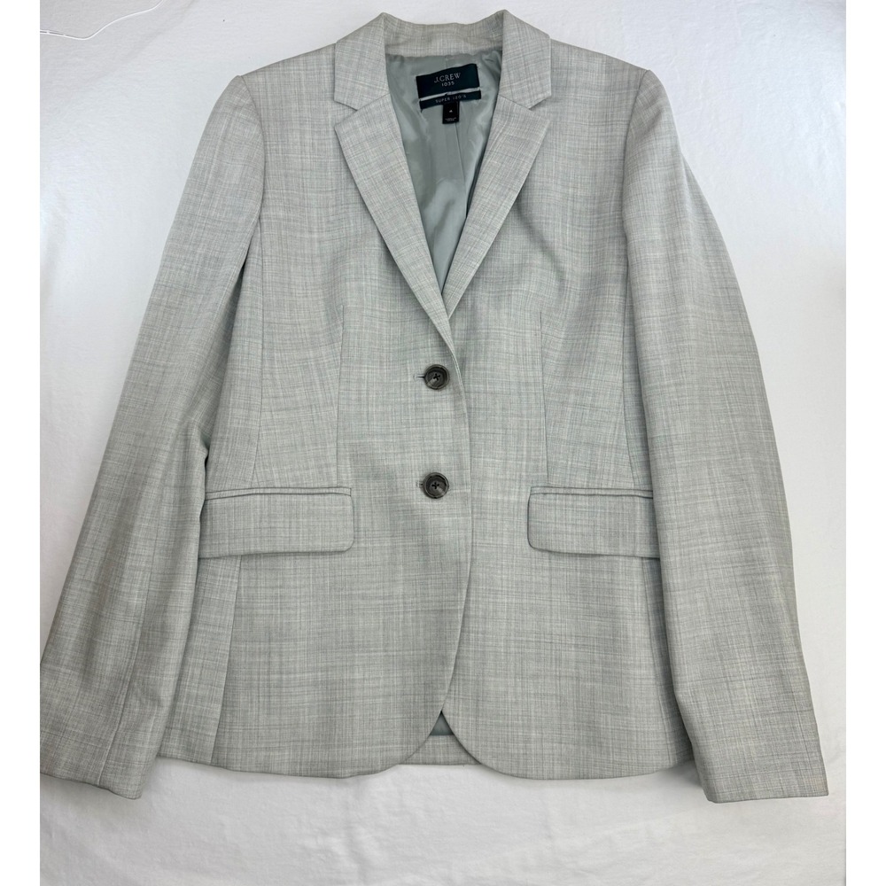 J.Crew 1035 Blazer Light Gray Super 120s Wool Two Button Suit Jacket 4 23346